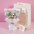 Handmade crochet flower bouquet in a clear bubble ball with LED light, beautiful detail view. - Pure Purple (With Light & Bag)