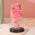 Roze Anjer Eeuwige Bloem Glazen Koepel LED Nachtlampje Cadeau Decoratie Voor Leraar - Roze Anjer Boeket