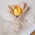 Handmade yellow crochet mini flower bouquet with gift wrapping, perfect for home decor or gifts. - Yellow