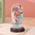 Eeuwige anjer bloem glazen koepel met LED lichtjes cadeau voor kamer decoratie - Roze Blauw Anjerboeket