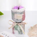 Mini ramo de rosas de jabon regalo San Valentin paquete cinta amor eterno decoracion - Púrpura