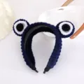Korean style cute knitted headband with big frog eyes for autumn and winter daily wear. - Adjustable / Navy Blue
