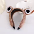 Bandeau en tricot marron mignon avec de grands yeux de grenouille, serre-tête doux pour l'hiver. - Réglable / Kaki