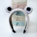 Cute knitted frog eye headband winter warm hair hoop sweet hair accessory for women - Adjustable / Beige