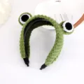 Serre-tête grenouille tricoté vert mignon accessoire pour cheveux automne hiver chaud - Réglable / Vert