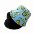 Reversible bucket hat with retro avocado print, versatile sun protection basin hat for women. - Avocado Blue