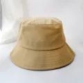 Minimalist khaki cotton bucket hat for summer sun protection in versatile ins style - Adult 56-58cm / Bucket Hat Style / Khaki