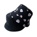 Chapeau bob reversible avec imprime d'oeuf au plat, chapeau de soleil noir pour hommes et femmes. - Adulte 55-58cm / Œuf