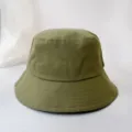 Casual army green cotton bucket hat with sun protection for unisex outdoor summer wear - Adult 56-58cm / Bucket Hat Style / Army Green