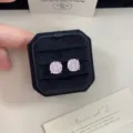 Orecchini a lobo in zircone rosa con taglio a rosa in elegante scatola di velluto nero - Stile Taglio a Rosa Rosa (R0418)