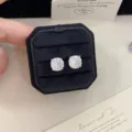 Pendientes de circonita con corte de rosa y un acabado degradado azul radiante - Pendientes de Botón Corte Rosa Degradado Amarillo Blanco (R0733)