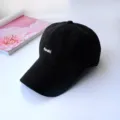 Black baseball cap with white embroidery letter, soft top casual sunshade hat for daily wear. - Adult Adjustable 55-59cm / Fiash Black