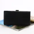 Minimalist black PU leather rectangular evening clutch bag for parties - 22cmx5cmx12cm / Black