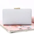 Silver glitter evening clutch bag, hard case wedding party purse with metal clasp closure for women. - L 18cm * W 5cm * H 10cm / Silver