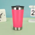 20oz stainless steel insulated coffee tumbler with lid pink travel mug for outdoor car - 20oz / Rose Red