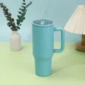 40oz Edelstahl Thermobecher mit Henkel und Strohhalm, grosser isolierter Reisebecher. - Smaragd