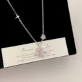 Squisita collana in argento con un pendente a stella in zircone rosa scintillante - Collana Stella Rosa (R2124) / Rosa