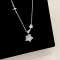 Raffinata collana a stella in argento con ciondolo in zircone cubico per donne eleganti - Collana Stella Bianca (R2151) / Bianco