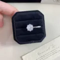 Close-up of a sparkling silver millennium rose cut zircon ear cuff in a black velvet box. - 1 Piece / White Rose Cut (R0753)