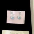 Elegant sparkling light blue zircon star drop earrings with dainty silver-tone plating - Blue Star Earrings (R2185)