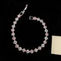 Elegante pulsera de circonita con piedras rosas y blancas en corte de flor de hielo. - Estilo Blanco Rosa (R1746) / Rosa Blanco