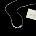 Elegante collar de rama de plata con piedras y colgante de gota azul para mujer - Collar de Gota de Agua Azul (R5564)