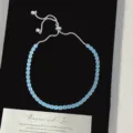 Bracelet tennis ajustable élégant avec zircons vert menthe et finition argentée - Style Coulissant Réglable (R2259) / Bleu Glacé