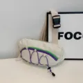 Sporty corduroy chest bag in off-white featuring vibrant purple and green contrast trim detail - One Size / White