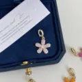 DIY pink daisy flower pendant with sparkling cubic zirconia and gold universal clasp - Pink Pendant Only (Without Chain) / Gold