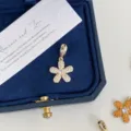 Sparkling zircon daisy pendant charm in golden finish for DIY necklace - Light Yellow Pendant Only (Without Chain) / Gold