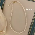 Elegant 6mm cream white pearl choker necklace featuring a golden adjustable clasp - White Artificial Pearl Chain Only (Without Pendant) / 6mm
