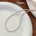 Elegant 3mm pink pearl necklace presented on a white plate for SKU variation selection - Pink Artificial Pearl Chain Only (Without Pendant) / 3mm