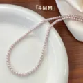 Elegant 4mm pink pearl choker necklace for women with high luster DIY jewelry accessories - Pink Artificial Pearl Chain Only (Without Pendant) / 4mm