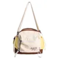 Bolso cubo informal de estilo montaña con cordón y textura plisada bicolor - Estilo Plisado de Bloque de Color / Café