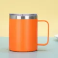 Tazza termica da 14 once in acciaio inossidabile arancione con manico e coperchio chiaro - 14oz / Arancione