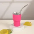 Μίνι Ανοξείδωτο Κύπελλο 3oz με Καλαμάκι Ροζ Μικρός Μονωμένος Καφές Κούπα Μεταλλική - 3oz / Τριανταφυλλί