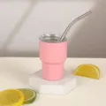 3oz mini ανοξείδωτο θερμός φλιτζάνι με καλαμάκι χαριτωμένο ταξιδιωτικό καφέ ροζ - 3oz / Ροζ