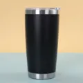 20oz stainless steel tumbler double wall vacuum insulated travel coffee mug with clear lid. - 20oz / Black