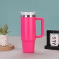 Gobelet Isotherme en Acier Inoxydable Rose 30oz avec Poignée, Mug de Voyage Isolé - 30oz / Rose Barbie