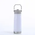 Weiße 304 Edelstahl Vakuum-Isolierflasche Sport Trinkflasche mit grauem Tragegriff - 650ml / Weiß