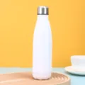 Effen kleur roestvrij staal geïsoleerde waterfles draagbare dubbelwandige metalen thermos - 500ml / Wit