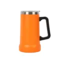 Tasse isotherme en acier inoxydable orange, grand mug de voyage avec poignée solide. - 24oz / Orange