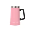 Gobelet à Bière Isolé en Acier Inoxydable Rose, Tasse avec Poignée et Couvercle pour Voyage - 24oz / Rose