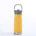 Gelbe 304 Edelstahl Vakuum isolierte Sport Trinkflasche mit tragbarem Griff - 650ml / Gelb