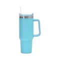 40oz stainless steel insulated tumbler with handle and straw in light blue finish - 40oz / Mint Green