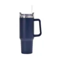Insulated navy blue 40oz stainless steel travel tumbler with handle and a straw - 40oz / Navy Blue