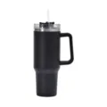 40oz matte black stainless steel insulated tumbler featuring handle and reusable straw - 40oz / Black
