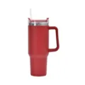 Red 40oz stainless steel insulated tumbler with handle and straw for car cup holder - 40oz / Red