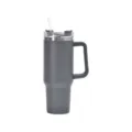 40oz grey stainless steel insulated tumbler with handle and straw for car cup holders - 40oz / Gray