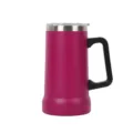 Chope de bière sous vide en acier inoxydable avec poignée, tasse thermique extérieure portable. - 24oz / Fuchsia